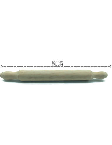 Tradineur - Rodillo de madera para cocina y repostería - Fabricado en Madera - Cocina artesanal - Diseño ergonómico - 50 x 5 cm