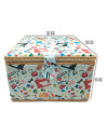Tradineur - Caja de Costura Portátil Cuadrada - Fabricado en Madera y Poliéster - Cuenta con Bandeja de 7 Compartimentos - Ideal