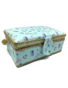 Tradineur - Caja de Costura Portátil Rectangular - Fabricado en Madera y Poliéster - Cuenta con Bandeja de 4 Compartimentos - Id