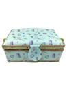 Tradineur - Caja de Costura Portátil Rectangular - Fabricado en Madera y Poliéster - Cuenta con Bandeja de 4 Compartimentos - Id