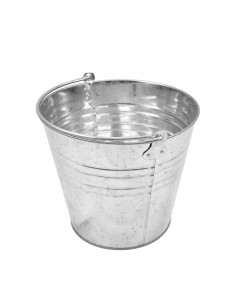 Cubo de metal galvanizado para trasporte de materiales o líquidos, de 12 litros, de 25 cm de alto y 29 cm de diámetro con asa. B