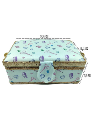 Tradineur - Caja de Costura Portátil Rectangular - Fabricado en Madera y Poliéster - Cuenta con Bandeja de 4 Compartimentos - Id