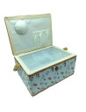 Tradineur - Caja de Costura Portátil Rectangular - Fabricado en Madera y Poliéster - Cuenta con Bandeja de 4 Compartimentos - Id