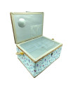 Tradineur - Caja de Costura Portátil Rectangular - Fabricado en Madera y Poliéster - Cuenta con Bandeja de 7 Compartimentos - Id