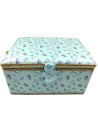Tradineur - Caja de Costura Portátil Rectangular - Fabricado en Madera y Poliéster - Cuenta con Bandeja de 7 Compartimentos - Id