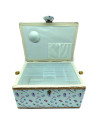 Tradineur - Caja de Costura Portátil Rectangular - Fabricado en Madera y Poliéster - Cuenta con Bandeja de 7 Compartimentos - Id