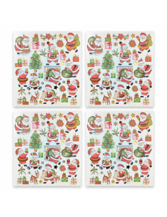 Tradineur - Pack de 4 Láminas de Pegatinas Adhesiva Navideñas - Acabado Metálico - Fabricado en Plástico - Complemento decorativ
