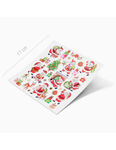 Tradineur - Pack de 4 Láminas de Pegatinas Adhesiva Navideñas - Acabado Metálico - Fabricado en Plástico - Complemento decorativ