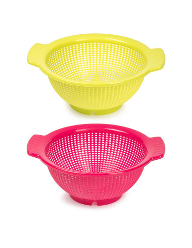 Tradineur - Pack de 2 Escurre verduras con Asas - Fabricado de Plástico - Uso prolongado y repetido - Ø 24 cm - Color Aleatorio