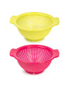 Tradineur - Pack de 2 Escurre verduras con Asas - Fabricado de Plástico - Uso prolongado y repetido - Ø 24 cm - Color Aleatorio