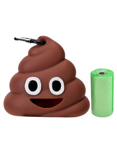 Tradineur - Dispensador de bolsa para mascotas con forma de Emoji - Fabricado en poliéster y plástico - 30 bolsas - Ideal para r