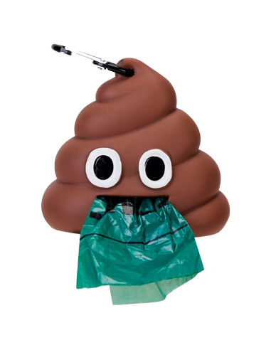 Tradineur - Dispensador de bolsa para mascotas con forma de Emoji - Fabricado en poliéster y plástico - 30 bolsas - Ideal para r