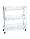 Tradineur - Carrito verdulero de plástico con 3 Niveles y Ruedas - PLFT Aire Slim - Cestas apilables portaobjetos - 61 x 58 x 18