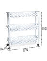 Tradineur - Carrito verdulero de plástico con 3 Niveles y Ruedas - PLFT Aire Slim - Cestas apilables portaobjetos - 61 x 58 x 18