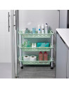 Tradineur - Carrito verdulero de plástico con 3 Niveles y Ruedas - PLFT Aire Slim - Cestas apilables portaobjetos - 61 x 58 x 18