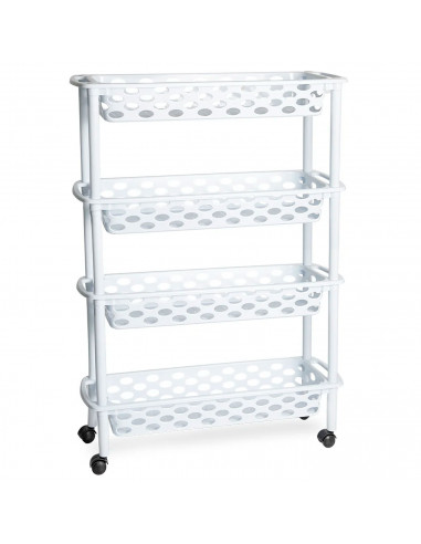 Tradineur - Carrito verdulero de plástico con 4 Niveles y Ruedas - PLFT Aire Slim - Cestas apilables portaobjetos - 84,5 x 58 x