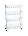 Tradineur - Carrito verdulero de plástico con 4 Niveles y Ruedas - PLFT Aire Slim - Cestas apilables portaobjetos - 84,5 x 58 x
