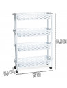 Tradineur - Carrito verdulero de plástico con 4 Niveles y Ruedas - PLFT Aire Slim - Cestas apilables portaobjetos - 84,5 x 58 x