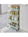 Tradineur - Carrito verdulero de plástico con 4 Niveles y Ruedas - PLFT Aire Slim - Cestas apilables portaobjetos - 84,5 x 58 x
