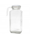 Tradineur - Jarra de vidrio para servir agua, bebidas frías, limonada, frigorífico, nevera, cocina (Tapa blanca - 1800 ml - 25,5