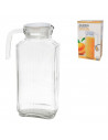 Tradineur - Jarra de vidrio para servir agua, bebidas frías, limonada, frigorífico, nevera, cocina (Tapa blanca - 1800 ml - 25,5