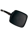 Tradineur - Asadora grill de aluminio, plancha, sartén cuadrada con mango, válida para inducción, antiadherente, libre de PFOA (