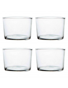 Tradineur - Set de 4 vasos de cristal, modelo Chiquito, servir licores, whisky, vino, diseño minimalista, aptos para lavavajilla