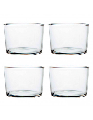Tradineur - Set de 4 vasos de cristal, modelo Chiquito, servir licores, whisky, vino, diseño minimalista, aptos para lavavajilla