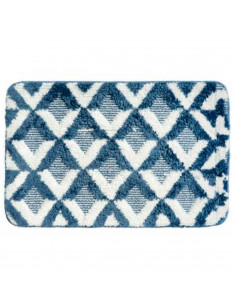 Tradineur - Alfombra de baño, diseño de rombos, poliéster, alfombrilla antideslizante, recortable, muy suave, fácil de limpiar,