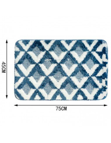 Tradineur - Alfombra de baño, diseño de rombos, poliéster, alfombrilla antideslizante, recortable, muy suave, fácil de limpiar,