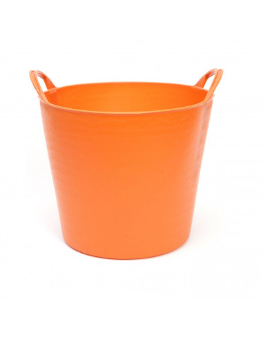 Tradineur - Capazo de plástico 26 L, 30 x 33 cm de color naranja para distintos usos. Cesto, cubo flexible, contenedor multifunc