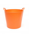 Tradineur - Capazo de plástico 26 L, 30 x 33 cm de color naranja para distintos usos. Cesto, cubo flexible, contenedor multifunc