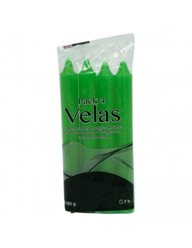 Tradineur - Pack de 4 velas alargadas, cirios de mesa cilíndricos, parafina y mecha de algodón, sin perfume, rituales y ceremoni