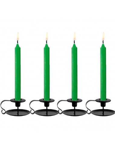 Tradineur - Pack de 4 velas alargadas, cirios de mesa cilíndricos, parafina y mecha de algodón, sin perfume, rituales y ceremoni