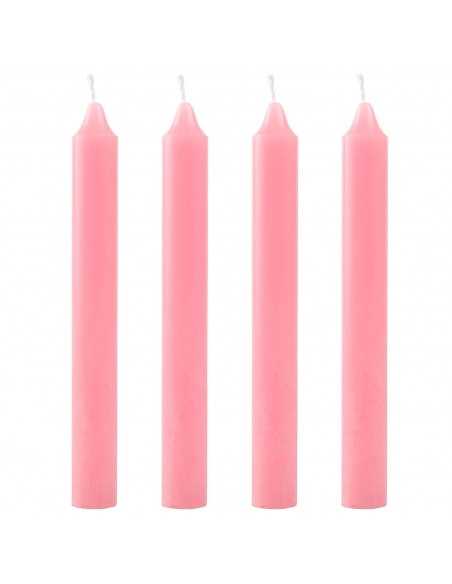 Tradineur - Pack de 4 velas alargadas, cirios de mesa cilíndricos, parafina y mecha de algodón, sin perfume, rituales y ceremoni