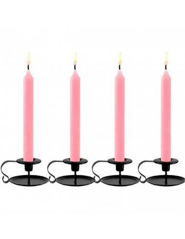 Tradineur - Pack de 4 velas alargadas, cirios de mesa cilíndricos, parafina y mecha de algodón, sin perfume, rituales y ceremoni