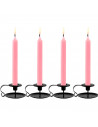 Tradineur - Pack de 4 velas alargadas, cirios de mesa cilíndricos, parafina y mecha de algodón, sin perfume, rituales y ceremoni