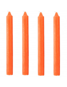Tradineur - Pack de 4 velas alargadas, cirios de mesa cilíndricos, parafina y mecha de algodón, sin perfume, rituales y ceremoni