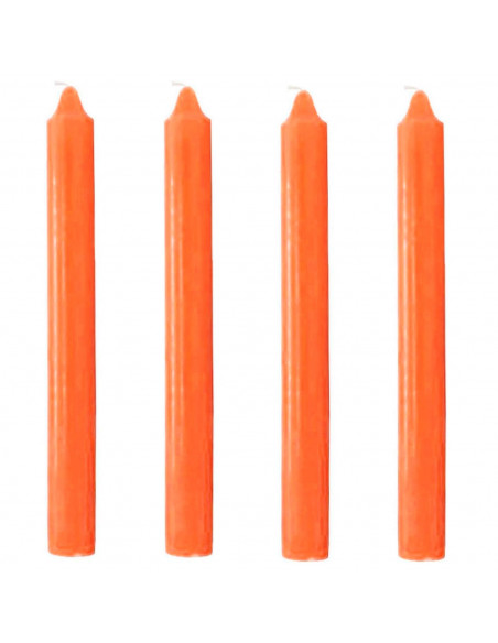 Tradineur - Pack de 4 velas alargadas, cirios de mesa cilíndricos, parafina y mecha de algodón, sin perfume, rituales y ceremoni