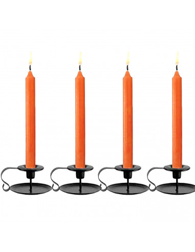 Tradineur - Pack de 4 velas alargadas, cirios de mesa cilíndricos, parafina y mecha de algodón, sin perfume, rituales y ceremoni