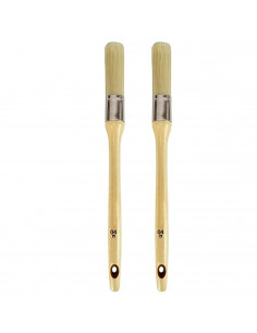 Tradineur - Pack de 2 brochas redondas para pintar, Nº 4, mango de madera y cerdas de fibra suave, uso universal, esmaltar, barn