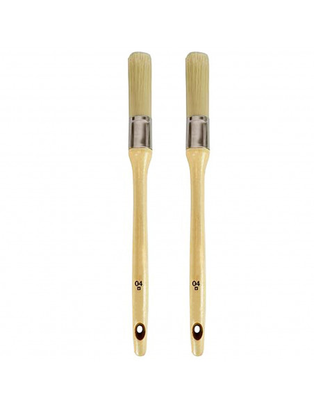 Tradineur - Pack de 2 brochas redondas para pintar, Nº 4, mango de madera y cerdas de fibra suave, uso universal, esmaltar, barn