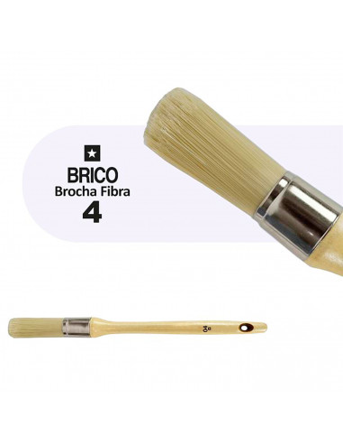 Tradineur - Pack de 2 brochas redondas para pintar, Nº 4, mango de madera y cerdas de fibra suave, uso universal, esmaltar, barn
