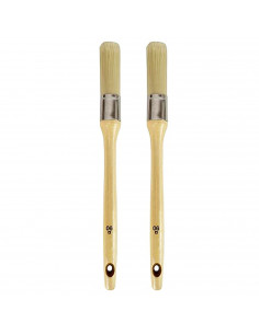 Tradineur - Pack de 2 brochas redondas para pintar, Nº 6, mango de madera y cerdas de fibra suave, uso universal, esmaltar, barn