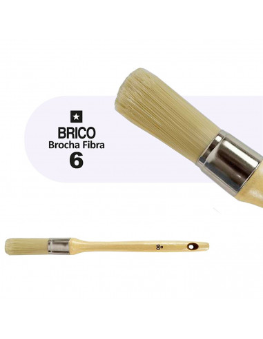 Tradineur - Pack de 2 brochas redondas para pintar, Nº 6, mango de madera y cerdas de fibra suave, uso universal, esmaltar, barn