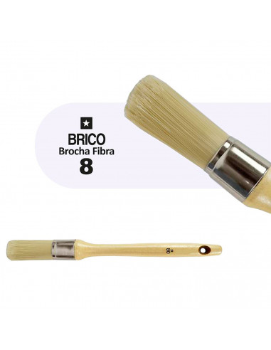 Tradineur - Pack de 2 brochas redondas para pintar, Nº 8, mango de madera y cerdas de fibra suave, uso universal, esmaltar, barn