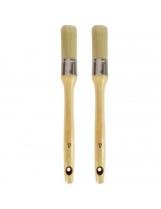 Tradineur - Pack de 2 brochas redondas para pintar, Nº 10, mango de madera y cerdas de fibra suave, uso universal, esmaltar, bar
