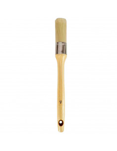 Tradineur - Brocha redonda para pintar, Nº 12, mango de madera y cerdas de fibra suave, uso universal, esmaltar, barnizar, retoc