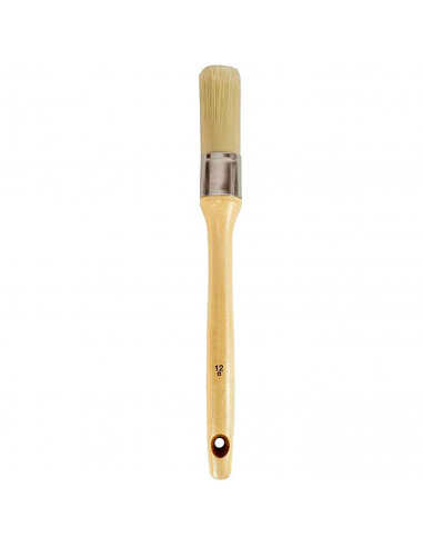 Tradineur - Brocha redonda para pintar, Nº 12, mango de madera y cerdas de fibra suave, uso universal, esmaltar, barnizar, retoc