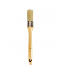 Tradineur - Brocha redonda para pintar, Nº 14, mango de madera y cerdas de fibra suave, uso universal, esmaltar, barnizar, retoc